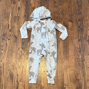 Dear Sophie Gray Deer Print Kids One Piece